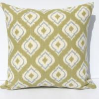 IKAT Linen Pillow Cover in Diamond-Patterned Lime Green, Dusty Blue & Cream, 17 x 17 Inches, USA Handmade Home Décor 