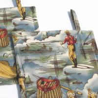 Fishing Potholders, Quilted Hot Pads Fisherman's Gift, Boat & Cabin Décor, Handmade Housewarming Gift