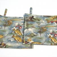 Fishing Potholders, Quilted Hot Pads Fisherman's Gift, Boat & Cabin Décor, Handmade Housewarming Gift