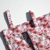 Pink Christmas Potholders, Retro Mini Santa Quilted Hot Pads, USA Handmade Stocking Stuffer, Hostess Bringsel, Wrapped for Gift Giving