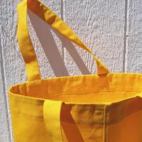 Fabric Shopping Bag, Orange Duck Canvas Tote with Vintage Peach Botanical Illustration, Eco-Friendly