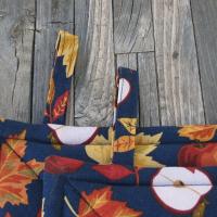 Apples & Maple Leaves Potholders, Autumn Décor Quilted Hot Pads, USA Hand Made, Wrapped for Gift Giving