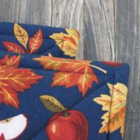 Apples & Maple Leaves Potholders, Autumn Décor Quilted Hot Pads, USA Hand Made, Wrapped for Gift Giving