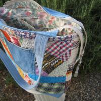 Granny Quilt Tote #1, Upcycled Vintage Scrap Patchwork Bag with Zipper, USA Hand Made