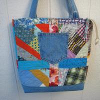Granny Quilt Tote #1, Upcycled Vintage Scrap Patchwork Bag with Zipper, USA Hand Made