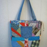 Granny Quilt Tote #1, Upcycled Vintage Scrap Patchwork Bag with Zipper, USA Hand Made