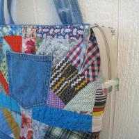 Granny Quilt Tote #1, Upcycled Vintage Scrap Patchwork Bag with Zipper, USA Hand Made