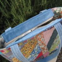 Granny Quilt Tote #2, Upcycled Vintage Scrap Patchwork Bag with Zipper, USA Hand Made