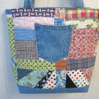 Granny Quilt Tote #2, Upcycled Vintage Scrap Patchwork Bag with Zipper, USA Hand Made