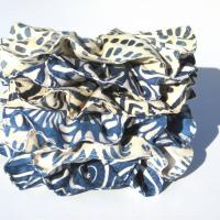 Indigo Batik Scrunchie Set, Blue Ponytail Holders, USA Made Hair Accessories, Pack of 6