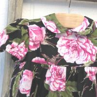 Pink & White Roses Baby Romper for 9 to 12 Months, USA Handmade Short-Sleeved 1-Pc. Easter Outfit