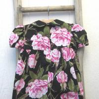 Pink & White Roses Baby Romper for 9 to 12 Months, USA Handmade Short-Sleeved 1-Pc. Easter Outfit