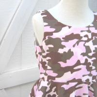 Girls' Pink Camo Dress with Full Circle Skirt, Fully Lined, Camo Wedding Flower Girl, Size 7