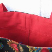 Day of the Dead Red Canvas Shopping Bag, Sacred Hearts Reusable Duck Cloth Tote, USA Handmade