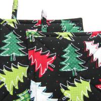 Christmas Trees Potholders, Red, Green, White Holiday Quilted Hot Pads, USA Handmade Housewarming, Hostess Gift, Stocking Stuffer