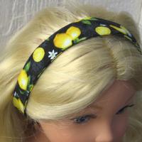 Yellow Lemons Ruffled Dress for 18-inch Doll, Yellow Bias Trim, Matching Bag and Headband, Travel or Summer Party Outfit