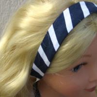 Nautical Blue White Striped Dress for 18-inch Doll, Summer Party Outfit, Cruise Collection, Matching Bag and Headband