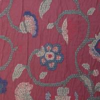 Jacobean Embroidery Pillow Cover in Rust Red Crinkle Home Décor Cotton Blend, 17 x 17 inches