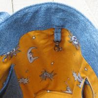 Upcycled Denim Tote in Patchwork Repurposed Blue Jeans Denim & Vintage Coin Bag Cotton, Lined Big Bag with Pockets