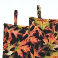 Swirling Autumn Leaves Potholders, Colorful Red Gold Maple Leaf Hot Pads, USA Made Housewarming or Hostess Gift