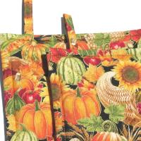 Autumn Harvest Potholders, Hot Pads w. Pumpkins, Sunflowers and Apples, USA Made Housewarming or Hostess Gift