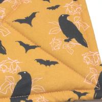 Crows and Bats Halloween Potholders, Orange and Black Hot Pads, Haunted House Décor, USA Made Housewarming or Hostess Gift