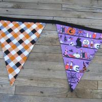 Halloween Bunting, Haunted House Décor, Spooky Party Garland, Halloween Fabric Banner