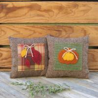 Mini Tweedy Pillow Set 7" for Fall Décor, Autumn Mantel Decoration, Centerpiece for Fall Table, Seasonal Photo Props, USA Made