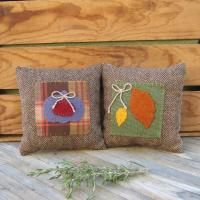 Mini Tweedy Pillow Set 7" for Fall Décor, Autumn Mantel Decoration, Centerpiece for Fall Table, Seasonal Photo Props, USA Made