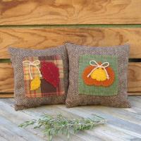 Mini Tweedy Pillow Set 7" for Fall Décor, Autumn Mantel Decoration, Centerpiece for Fall Table, Seasonal Photo Props, USA Made