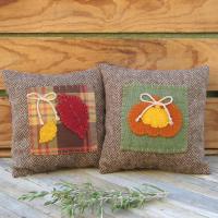 Mini Tweedy Pillow Set 7" for Fall Décor, Autumn Mantel Decoration, Centerpiece for Fall Table, Seasonal Photo Props, USA Made