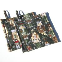 Nutcracker Potholders in Greens and Browns, Holiday Kitchen Décor Quilted Hot Pads, Handcrafted Stocking Stuffer, Housewarming or Hostess Gift