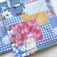 Faux Patchwork Potholders in Blue, Pink, White, Spring and Summer Kitchen Décor, Quilted Hot Pads, Handmade Mother's Day or Quilter's Gift