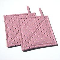 Potholders with Bees on a Dusty Pink Background, Quilted Handmade Hot Pads, Mother's Day or Beekeeper Gift 