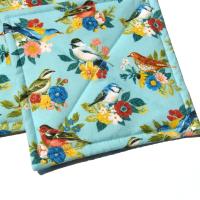 Summer Birds Potholders, Colorful Birds and Bunches of Flowers, Quilted Hot Pads, USA Made Housewarming, Hostess Gift