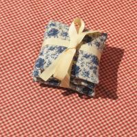 Handmade Lavender Sachets, Set of 3, Vintage Blue & Tan Floral Cotton Print, Drawer Freshener, Gift for Her, 3 x 3 Inch Scented Mini Fabric Bags