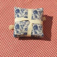 Handmade Lavender Sachets, Set of 3, Vintage Blue & Tan Floral Cotton Print, Drawer Freshener, Gift for Her, 3 x 3 Inch Scented Mini Fabric Bags