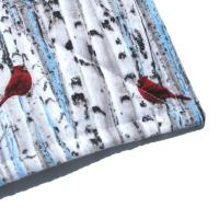 Red Cardinals Potholders, Christmas Décor, Birds in Wintry Birch Trees, Quilted Hot Pads, Stocking Stuffer, USA Handmade Gift for Bird Lover, Housewarming