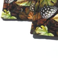 Autumn Woodland Potholders, Leaves and Pinecones Quilted Hot Pads, Rustic Farmhouse Décor, USA Hand Crafted Housewarming or Hostess Gift