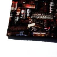 Spooky Library Potholders, Antique Books & Bottles Quilted Hot Pads, USA Hand Crafted Gift for Halloween, Librarian Gift