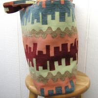 Jacquard Upholstery Tote with Pockets, SW Sandstone Colors Big Lined Bag for Shopping & Travel, Handcrafted Gift Made in New Mexico