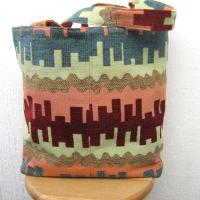 Jacquard Upholstery Tote with Pockets, SW Sandstone Colors Big Lined Bag for Shopping & Travel, Handcrafted Gift Made in New Mexico