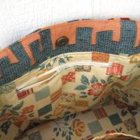 Jacquard Upholstery Tote with Pockets, SW Sandstone Colors Big Lined Bag for Shopping & Travel, Handcrafted Gift Made in New Mexico