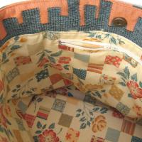 Jacquard Upholstery Tote with Pockets, SW Sandstone Colors Big Lined Bag for Shopping & Travel, Handcrafted Gift Made in New Mexico