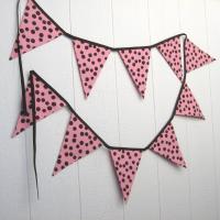 Pink Baby Shower Garland, Gender Reveal Party Décor with Polka Dots, Pink & Brown Bunting or Mantel Banner, Baby Nursery Decoration