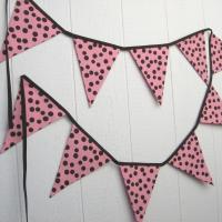Pink Baby Shower Garland, Gender Reveal Party Décor with Polka Dots, Pink & Brown Bunting or Mantel Banner, Baby Nursery Decoration