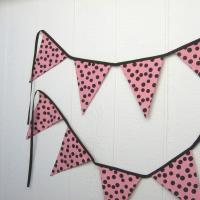 Pink Baby Shower Garland, Gender Reveal Party Décor with Polka Dots, Pink & Brown Bunting or Mantel Banner, Baby Nursery Decoration