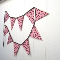 Pink Baby Shower Garland, Gender Reveal Party Décor with Polka Dots, Pink & Brown Bunting or Mantel Banner, Baby Nursery Decoration
