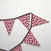 Pink Baby Shower Garland, Gender Reveal Party Décor with Polka Dots, Pink & Brown Bunting or Mantel Banner, Baby Nursery Decoration