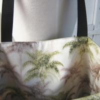 Dinosaur Tote, Funky Lined Bag with Inside Pocket, Perfect for Groceries, Books and Travel, Green, Teal & Taupe Cotton Bag, Handcrafted in New Mexico